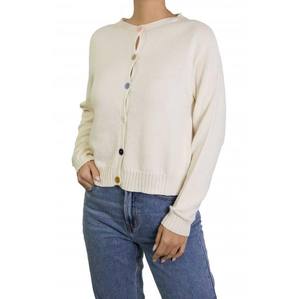 Cardigan con bottoni colorati in cotone 